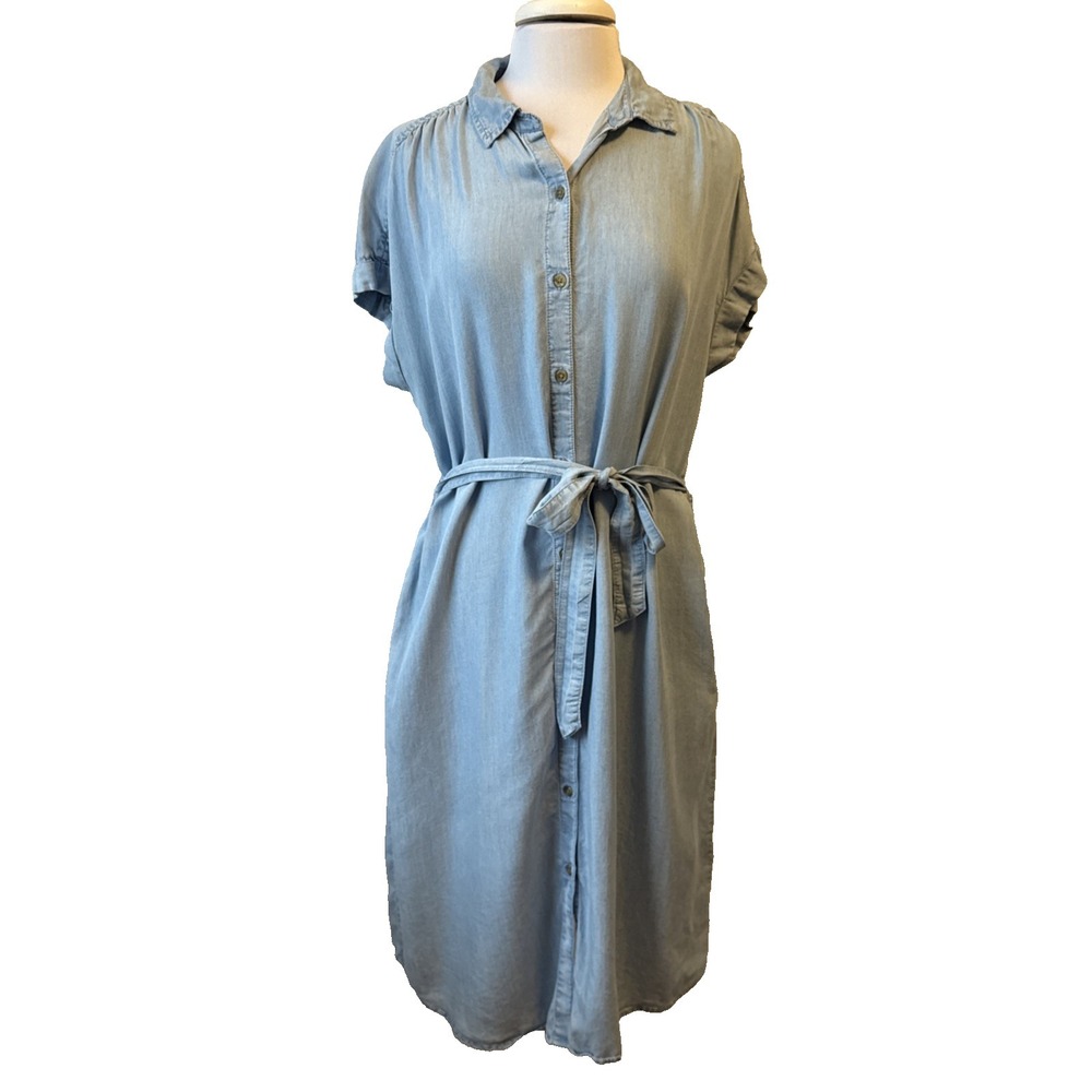 Style & Co. Light Blue Shirt Dress with Tie Waist